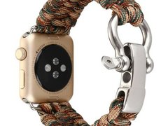 Curea iUni compatibila cu Apple Watch 1/2/3/4/5/6/7, 38mm, Elastic Paracord, Rugged Nylon Rope, Brow